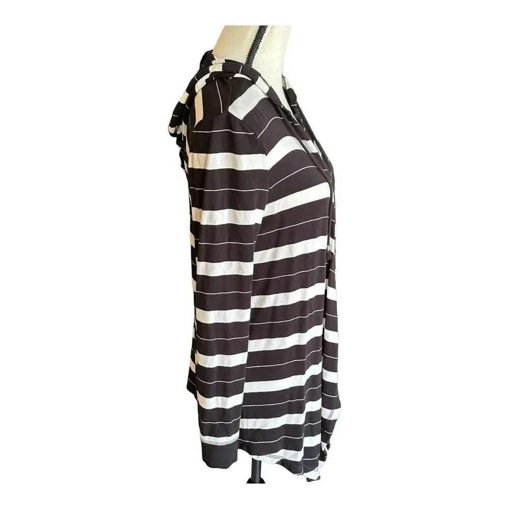 Michael Kors Womens‎ long sleeve hood cardigan black white Small viscose stretch